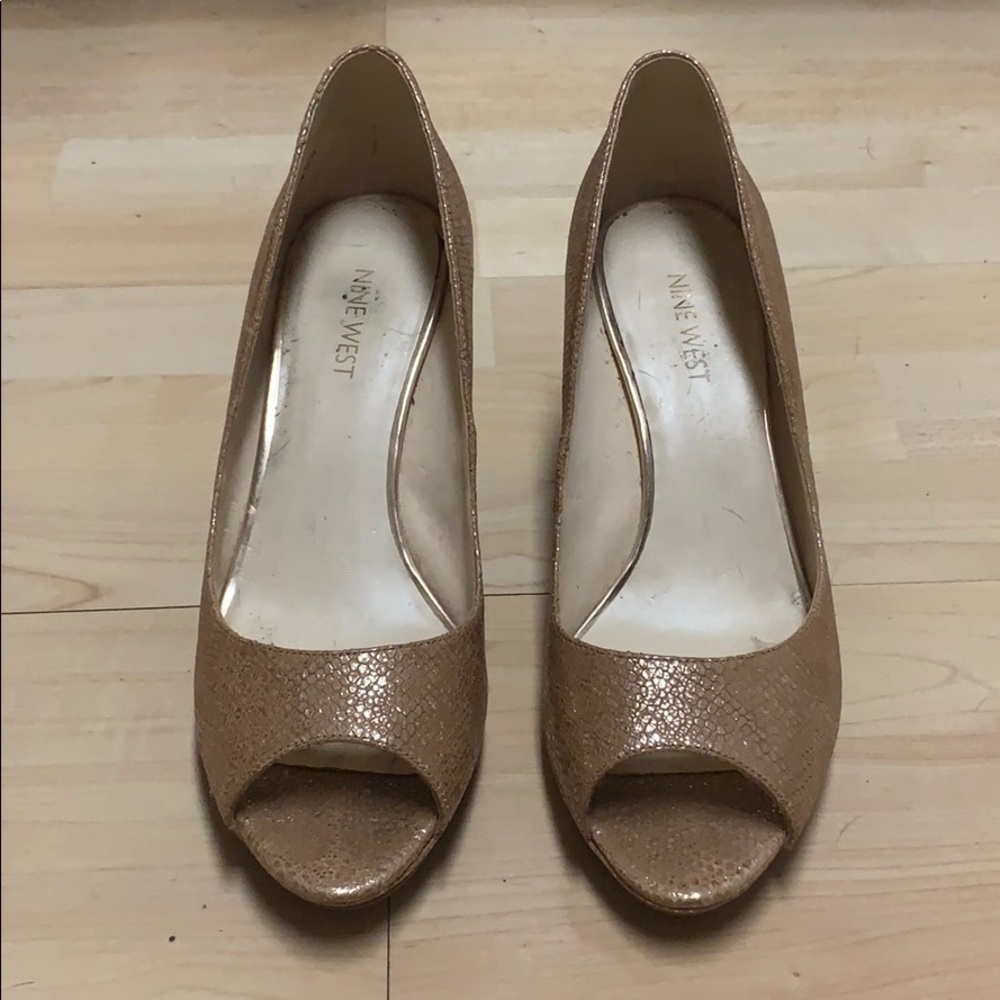 Nine West Rose Gold Open Toe Pumps